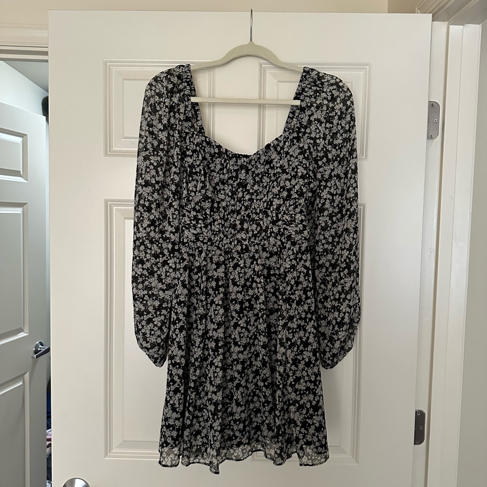 Express Floral Black and White Dress